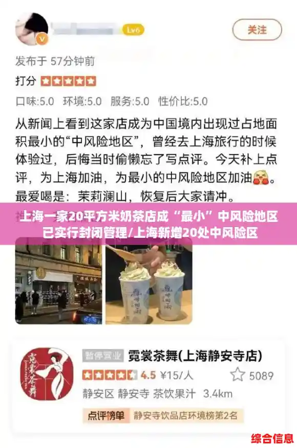 上海一家20平方米奶茶店成“最小”中风险地区 已实行封闭管理/上海新增20处中风险区