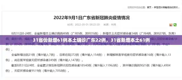 31省份新增61例本土确诊广东22例,31省新增本土61例 31省份新增61例本土确诊广东22例,31省新增本土61例