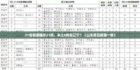 31省新增确诊21例,本土6例在辽宁?(山东昨日新增一例) 31省新增确诊21例,本土6例在辽宁?(山东昨日新增一例)