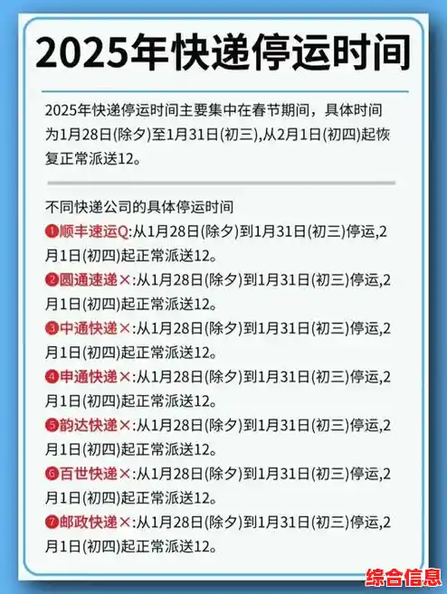 2025年快递停运安排及注意事项/快递什么时候放假2025